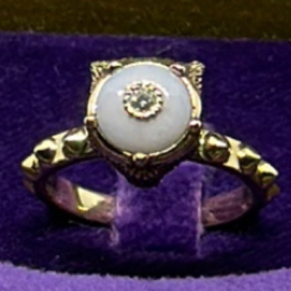 GUCCI 18k 3 diamonds pink opal real diamonds 3 jaguar head 100% real - Picture 3 of 15